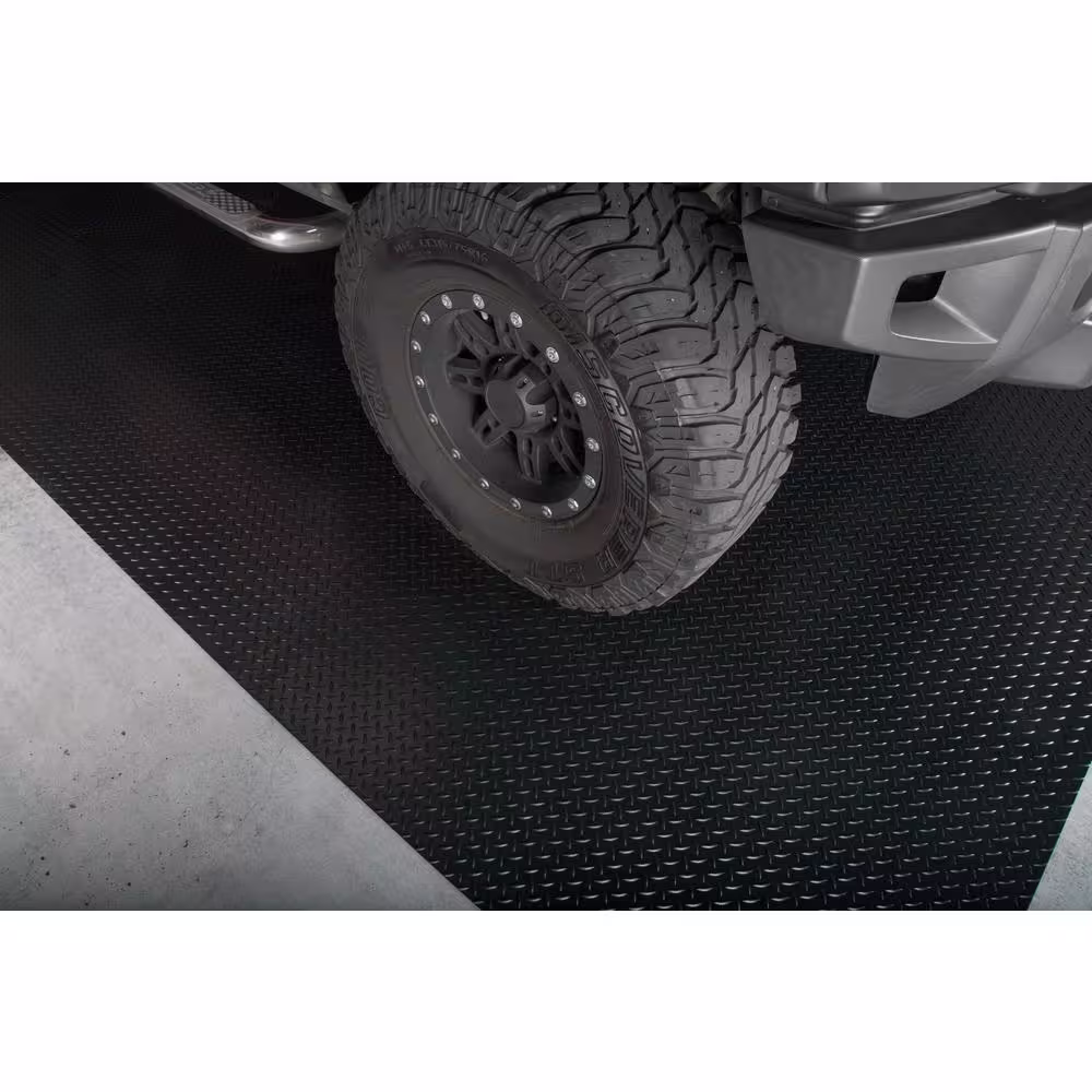 G-Floor Diamond Tread 8.5 ft. x 22 ft. Midnight Black Commercial Grade Vinyl Garage Flooring Cover and Protector