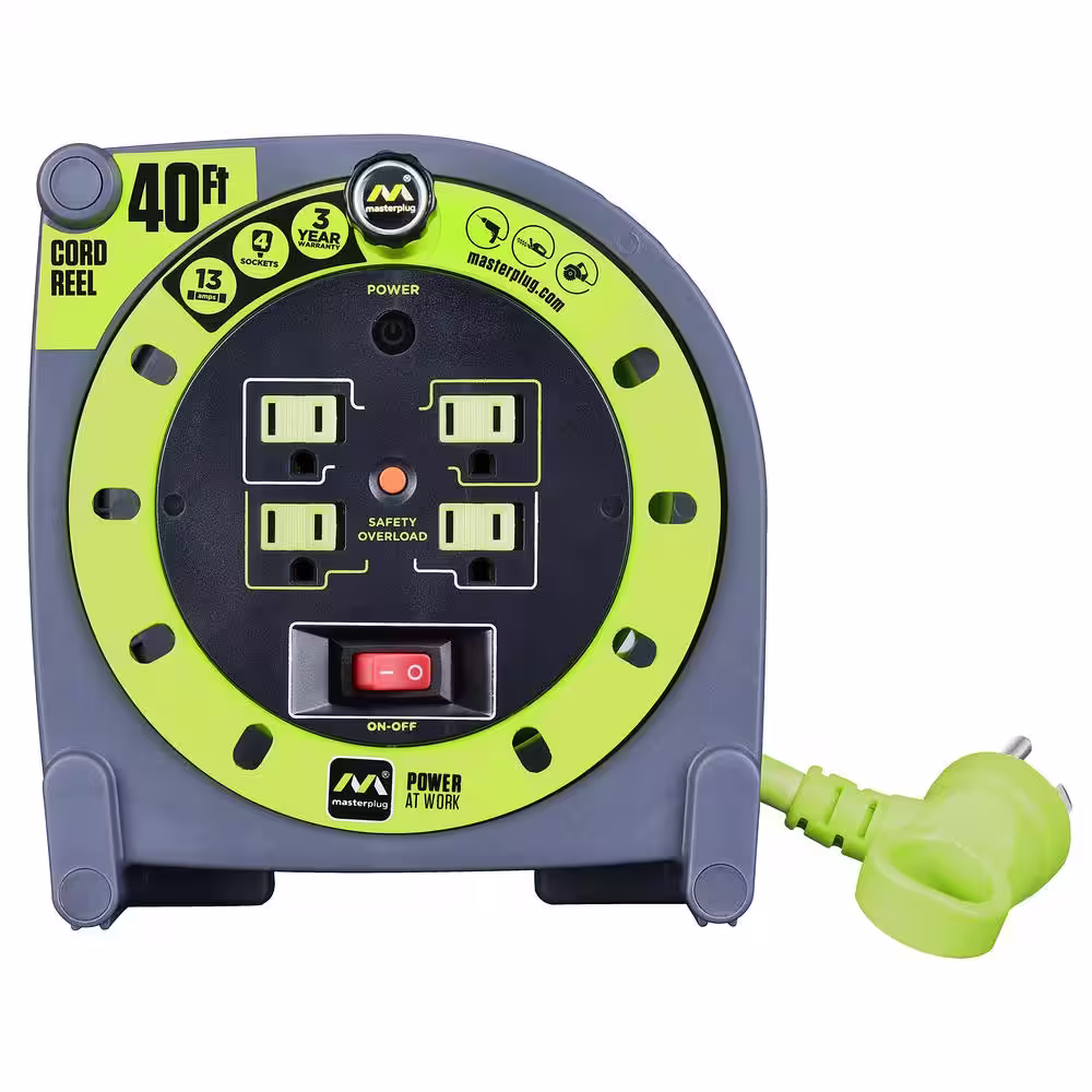 None 40 ft. 14/3 Case Cord Reel with 4-Outlets