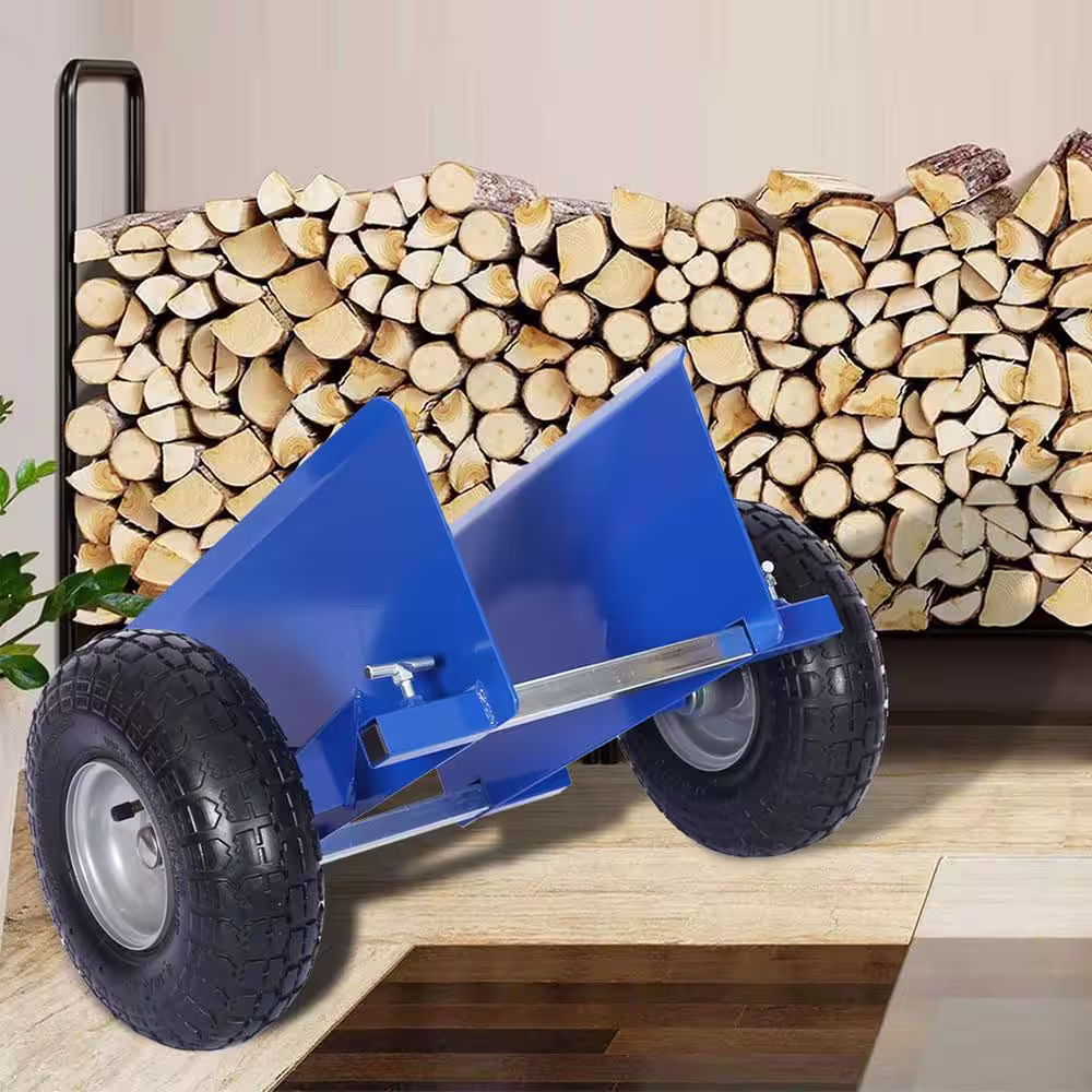 None 600 lbs. Load Capacity Blue Panel Dolly Lumber Transfer with Pneumatic Wheels
