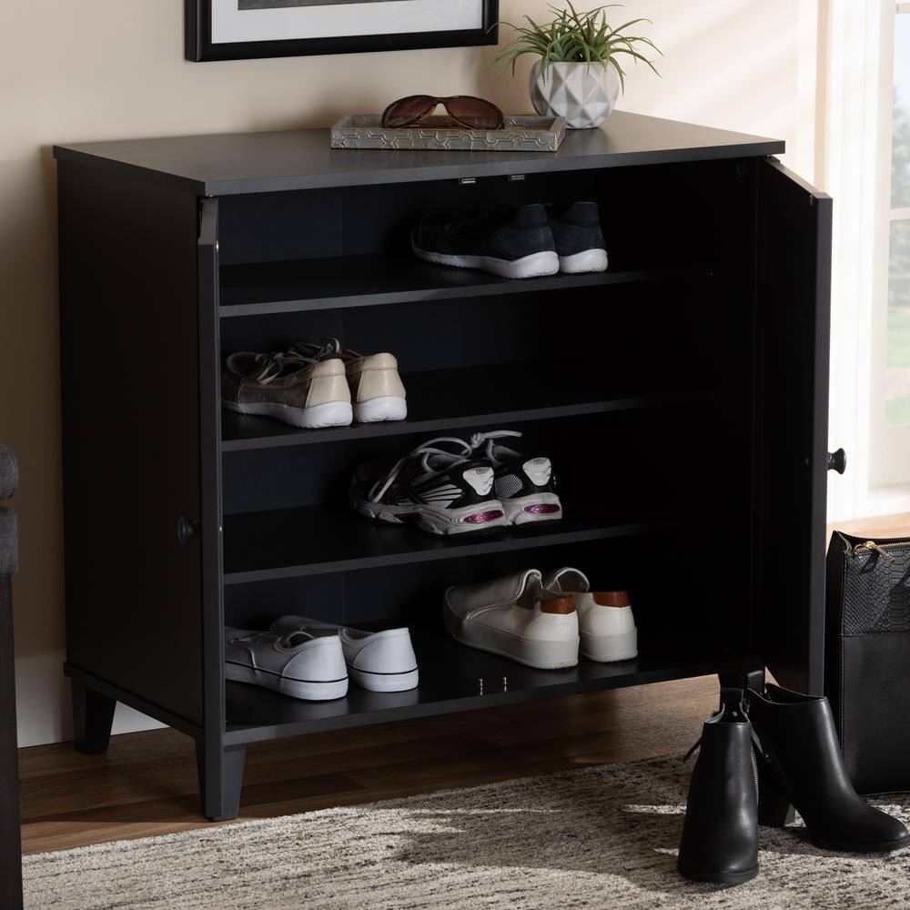 Baxton Studio 28.1 in. H x 29.6 in. W Gray Wood Shoe Storage Cabinet