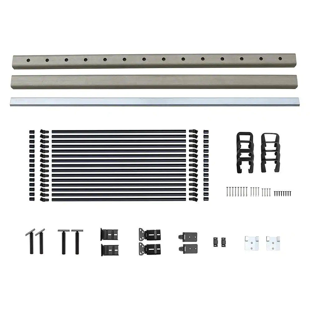 NewTechWood Ultrashield Hemispheres 36 in. x 3 in. x 6 ft. Roman Antique Gray Composite Railing Kit