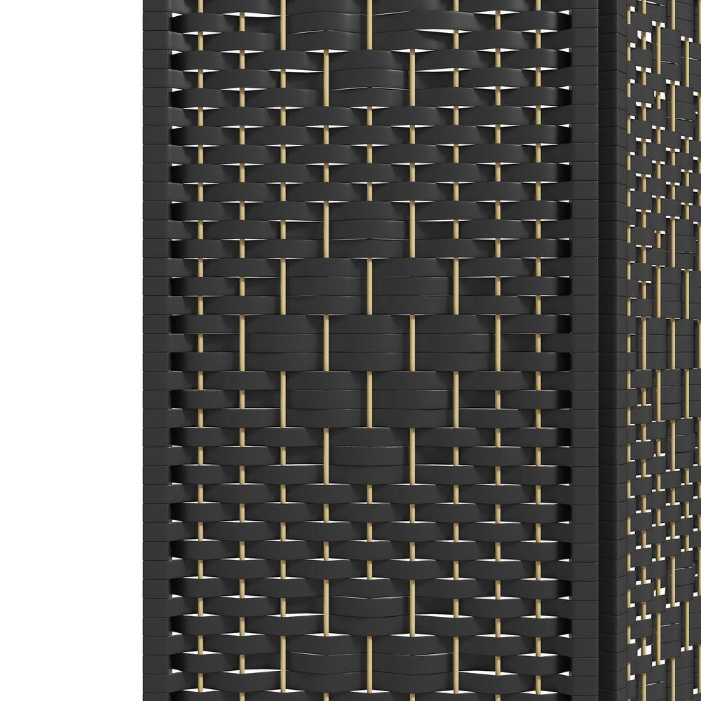 HOMCOM 4-Panel Room Divider, Folding Privacy Screen, 5.6 in. Room Separator, Fiber Freestanding Partition Wall Divider, Black