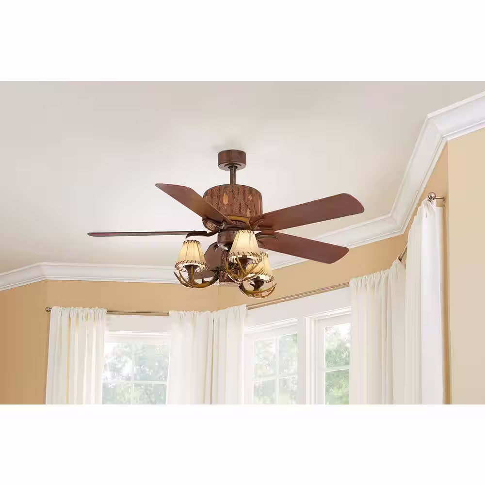 Hampton Bay Lodge 52 in. LED Nutmeg Ceiling Fan with Light and Remote Control