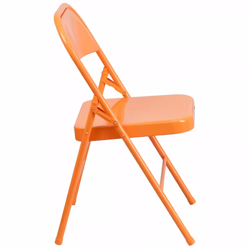 Carnegy Avenue Orange Marmalade Metal Folding Chair (2-Pack)