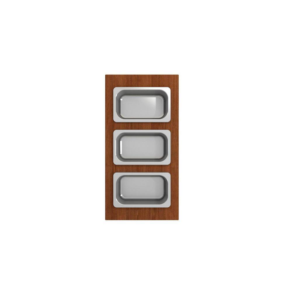 BOCCHI 17.13 in. Prep Board Set for Workstation Sinks with 3 Rectangular Stainless Steel Bowls