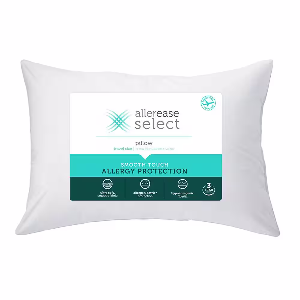 AllerEase 14 in. Allergy Protection Hypoallergenic Travel/Toddler Pillow
