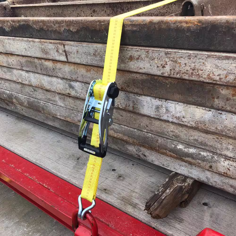 SmartStraps 2 in. x 27 ft. Yellow Commercial RatchetX Tie Down Strap w/ Double J Hooks with 3,333 lb. Safe Work Load - 1 pack