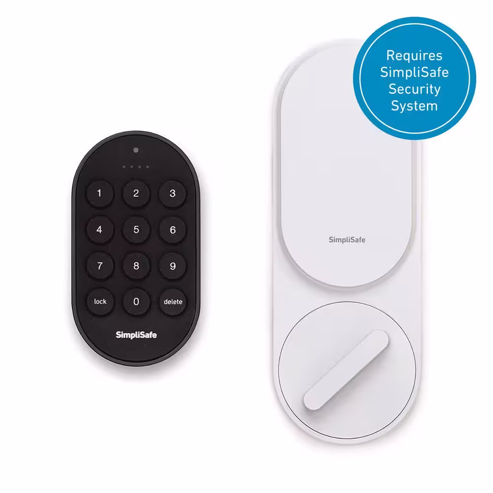 SimpliSafe Smart Lock, WiFi Connected, Wireless (Battery) with PIN Pad and Remote Access - White