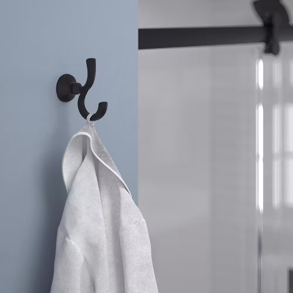 Delta Ashlyn Double Towel Hook Bath Hardware Accessory in Matte Black