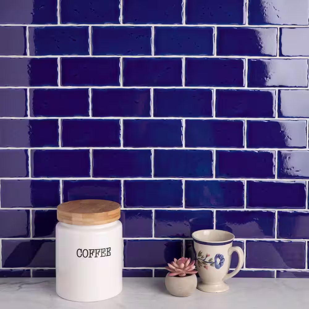 Merola Tile Novecento Subway Cobalto 2-1/2 in. x 5-1/8 in. Ceramic Wall Tile (5.4 sq. ft./Case)