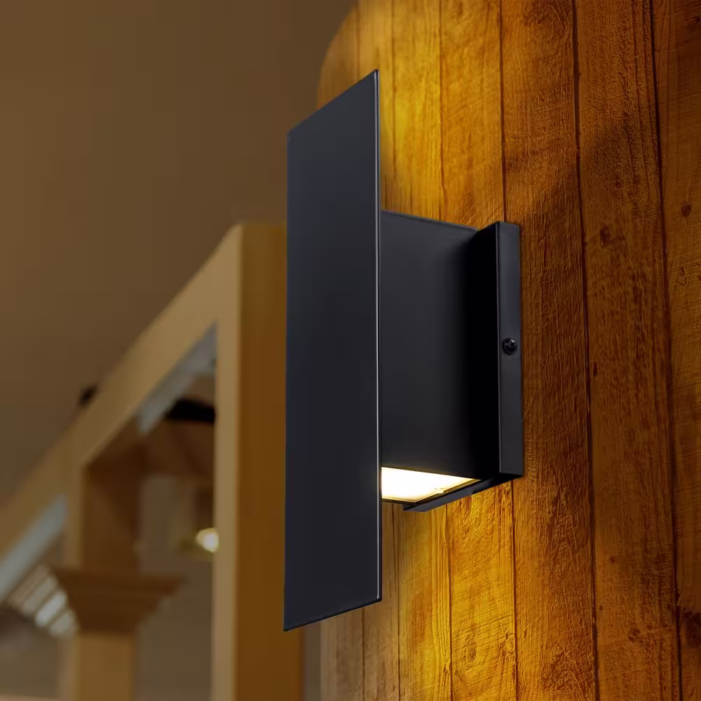 Monteaux Lighting Novus Integrated LED Black LED Indoor Wall Sconce Light Fixture with Up and Down Light