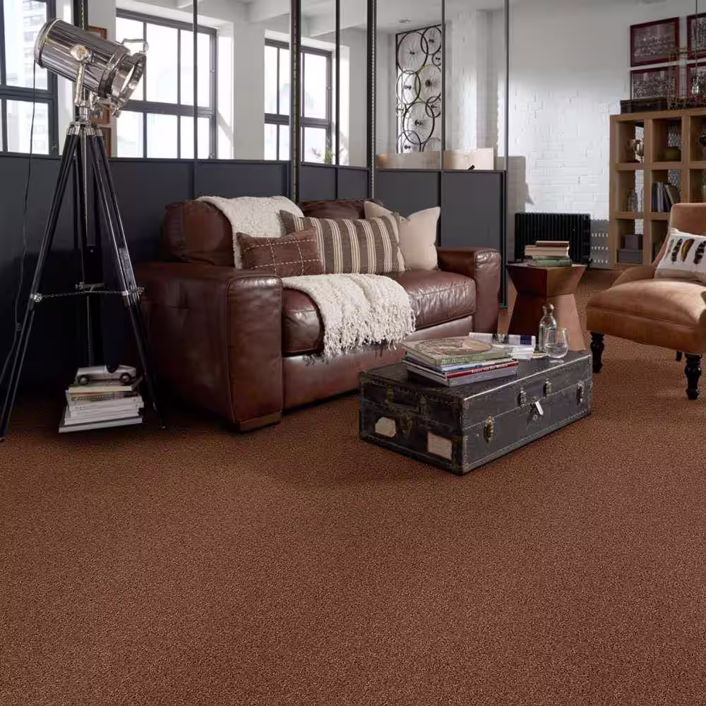 Home Decorators Collection Brave Soul II - Satchel - Orange 44 oz. Polyester Texture Installed Carpet