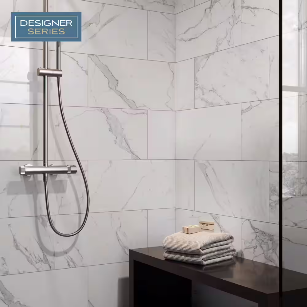 Corso Italia Designer Series Palazzo Marble Calacatta Polished 12 in. x 24 in. Porcelain Floor and Wall Tile (13.56 sq. ft./Case)