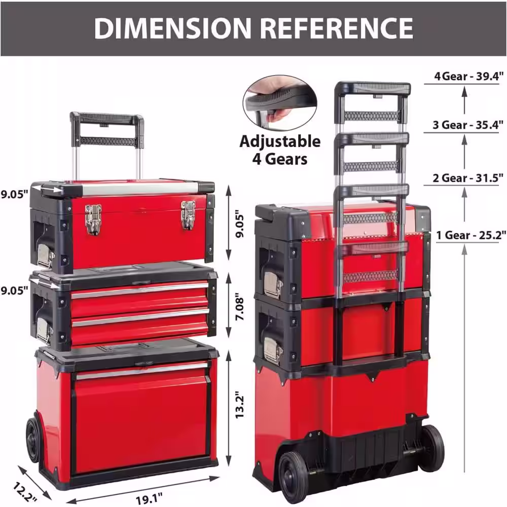Big Red 19.3 in. L x 9 in. W x 29.3 in. H, Modular Tool Box Storage System