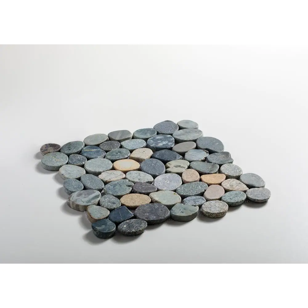 TILE CONNECTION Sliced Pebble Tile River Grey 11-1/4 in. x 11-1/4 in. x 9.5 mm Mesh-Mounted Mosaic Tile (9.61 sq. ft. / case)