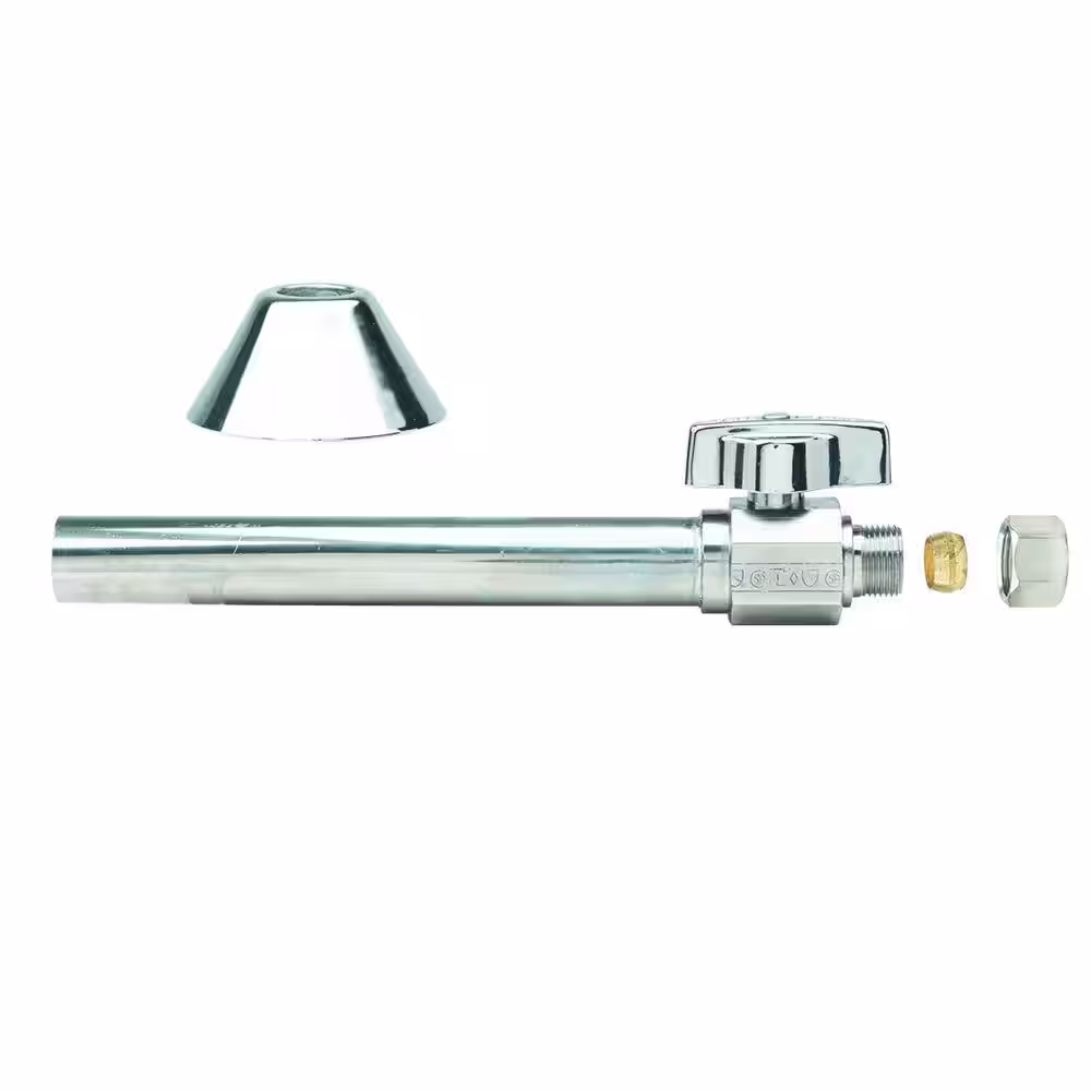 BrassCraft 1/2 in. Sweat Inlet x 3/8 in. Comp Outlet 1/4-Turn Straight Ball Valve with 5 in. Extension Tube & Bell Flange