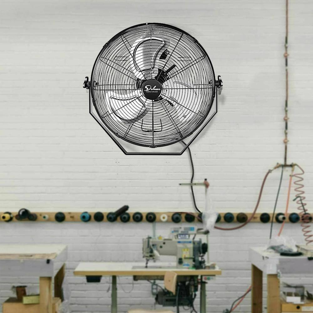 Amucolo 20 in. 3-Speed High Velocity Mount Wall Fan in Black