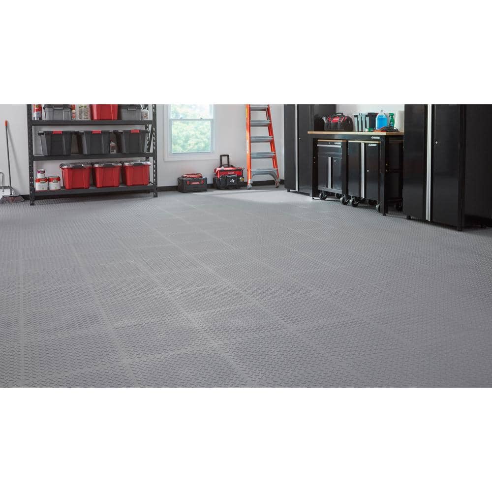 Husky Gray 18 x 18 x 2.1 Thick PVC Exercise/Gym Flooring Tiles (6 Tiles/Case) (13.95 sq. ft.)