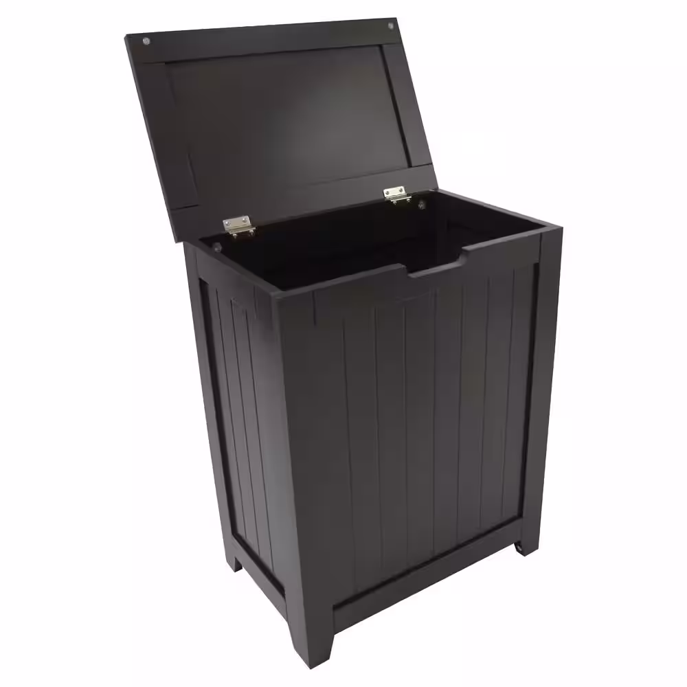 Redmon Contemporary Country Espresso Laundry Hamper with Wainscot Panels
