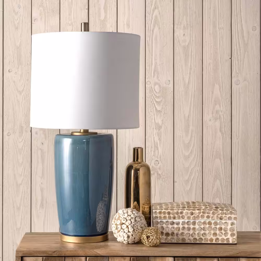 nuLOOM Avon 24 in. Blue Contemporary Table Lamp with Shade