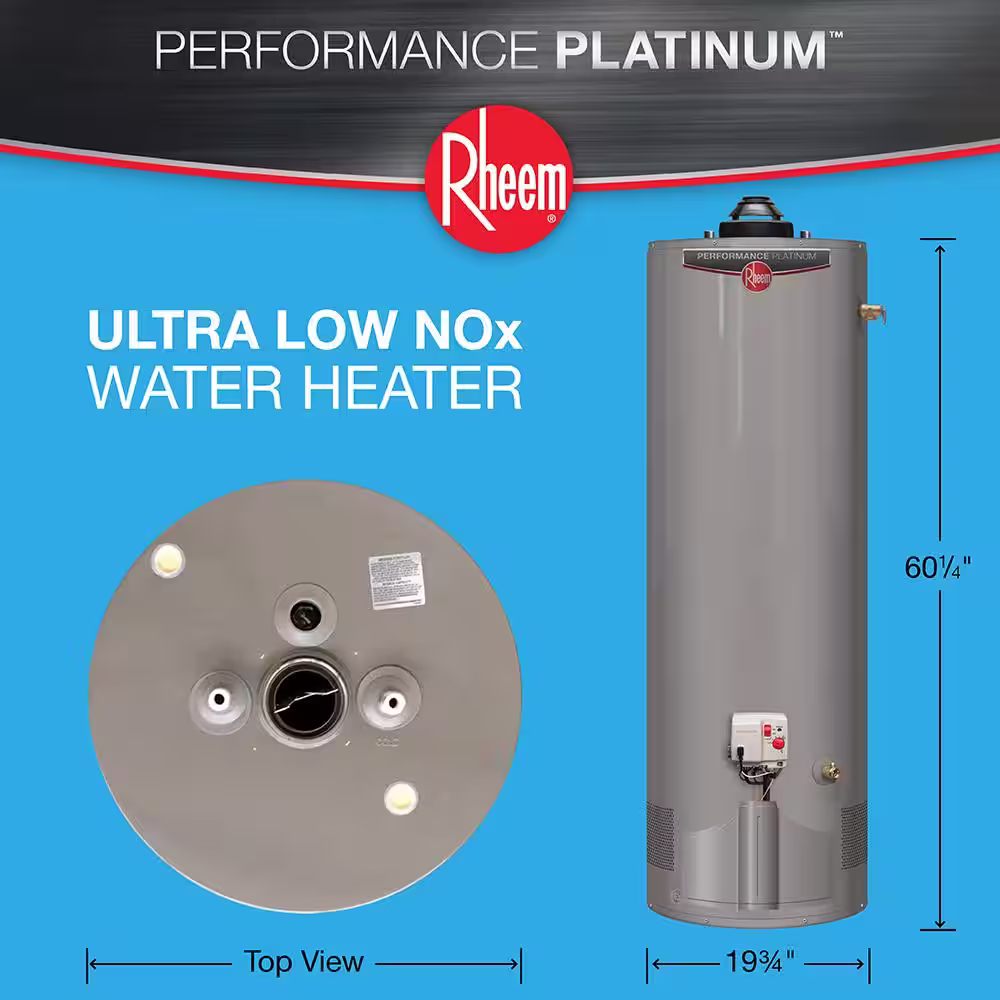 Rheem Performance Platinum 40 Gal. Tall 12-Year 38,000 BTU Ultra Low NOx (ULN) Natural Gas Power Damper Tank Water Heater