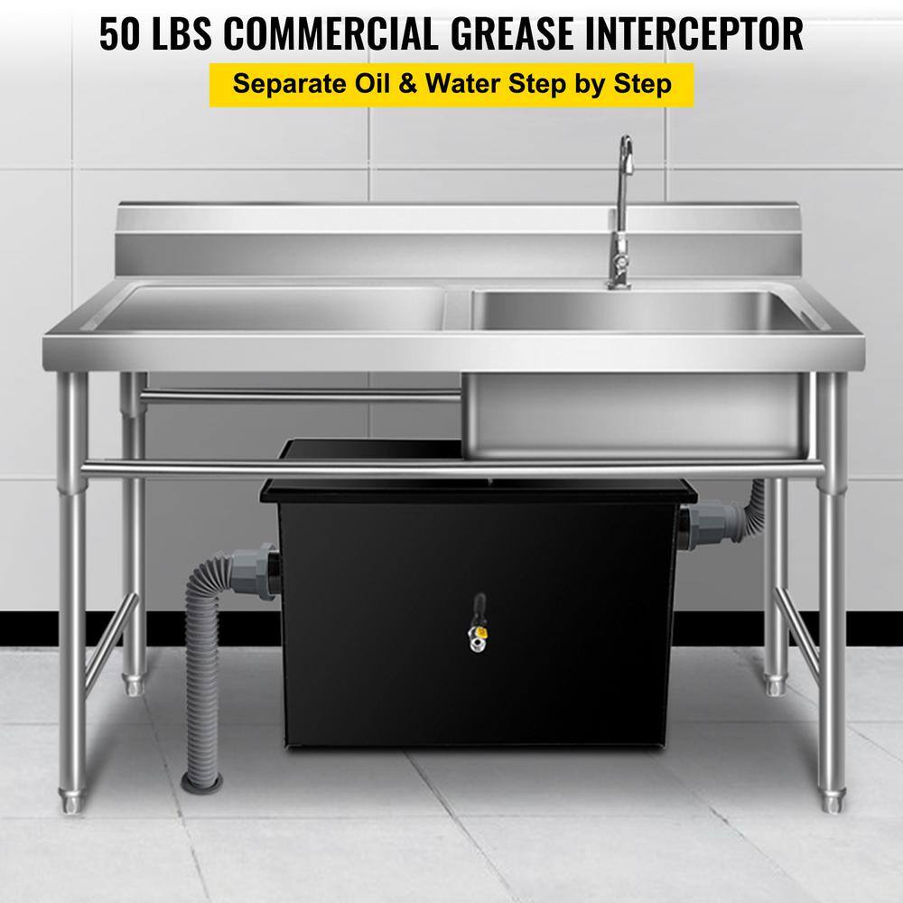VEVOR Commercial Grease Interceptor 50 lbs. Carbon Steel Grease Trap 25 GPM Grease Interceptor Trap Under Sink Grease Trap