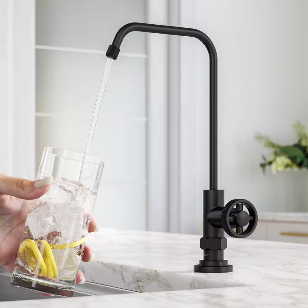 KRAUS Purita 2-Stage Under-Sink Filtration System with Urbix Single Handle Drinking Water Filter Faucet in Matte Black