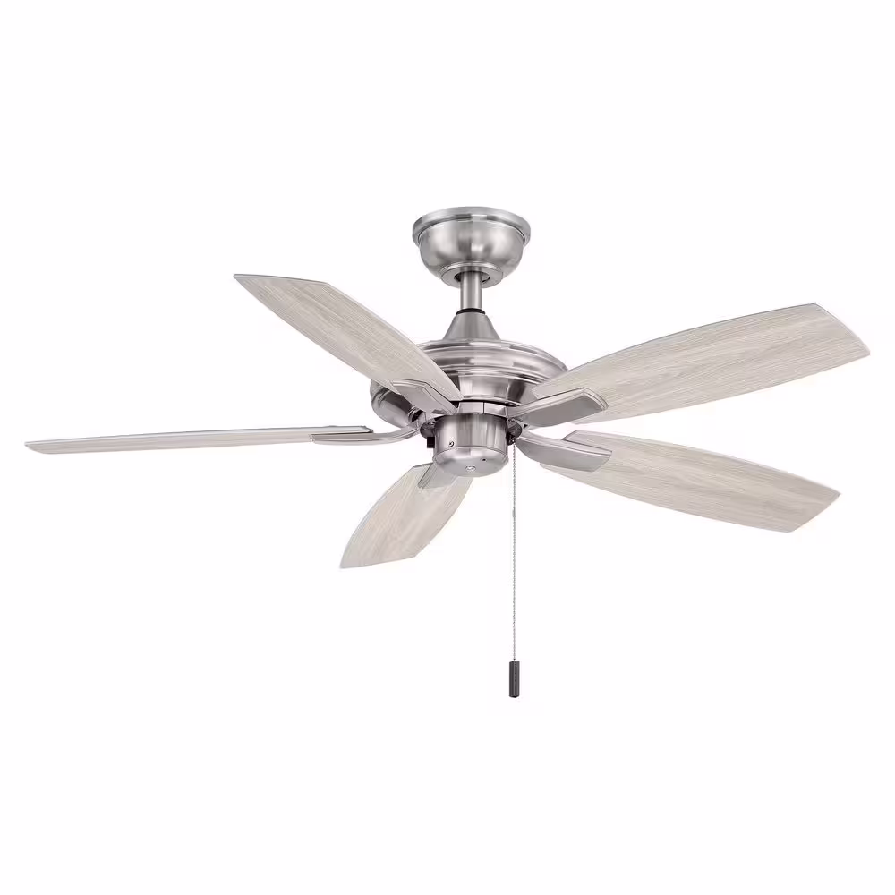 Hampton Bay Gazebo III 42 in. Indoor/Outdoor Brushed Nickel Ceiling Fan with Pull Chains Included