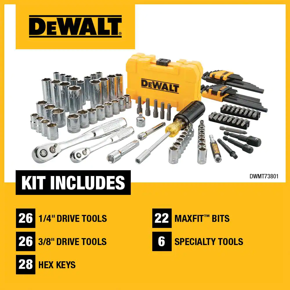 DEWALT 1/4 in. x 3/8 in. Drive Polished Chrome Mechanics Tool Set (108-Piece)