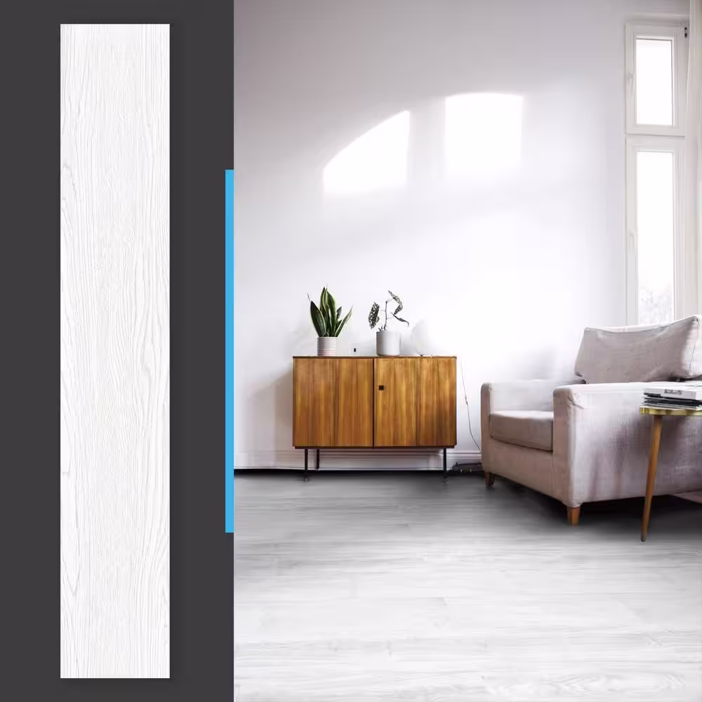 Art3d 6 in. White-Washed Peel and Stick Luxury Vinyl Plank Flooring,Self-Adhesive Floor Tile Vinyl Wood Plank (54 sq. ft./box)