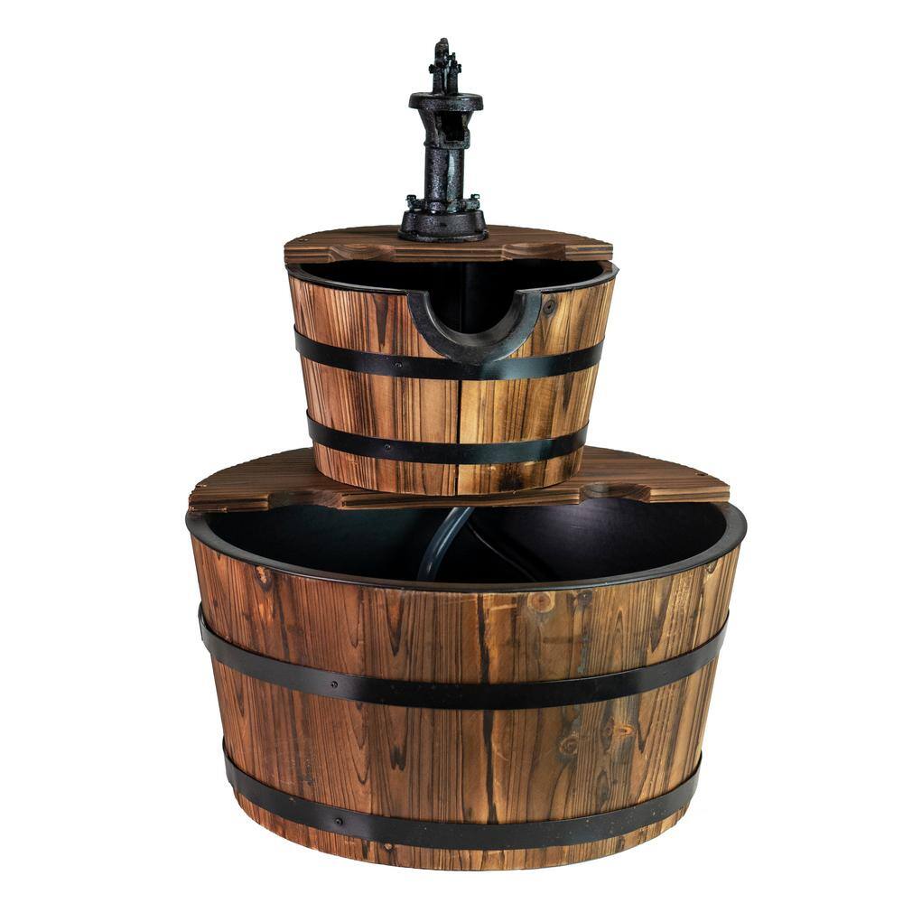 None Patio Premier Wood 2-Tiered Country Fountain