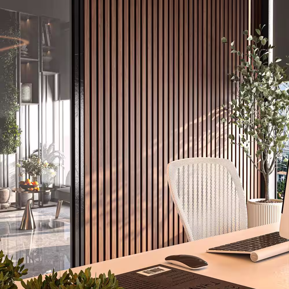 Ejoy SAMPLE 10 in. x 6 in x 0.8 in. Acoustic Vinyl Wall Cladding Siding Board in Dark Chestnut (Sample, 1 piece)