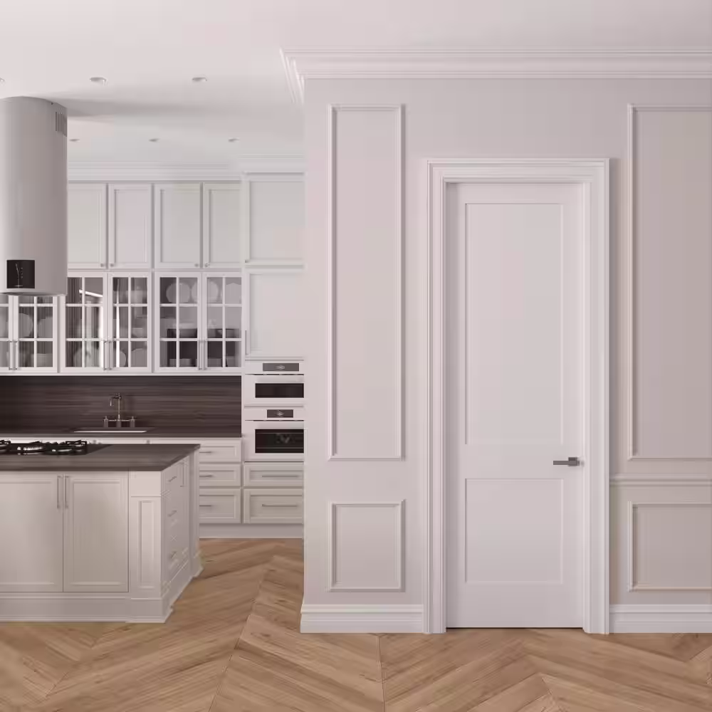None 36 in. x 96 in. Right-Handed Solid Core Primed White Composite Single Prehung Interior Door Antique Nickel Hinges