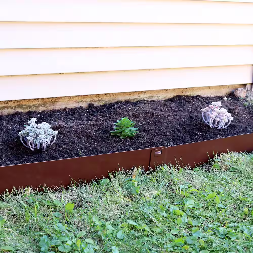 Sunnydaze Decor 42 in. Brown Steel Metal Landscape Edging Border (Set of 5)