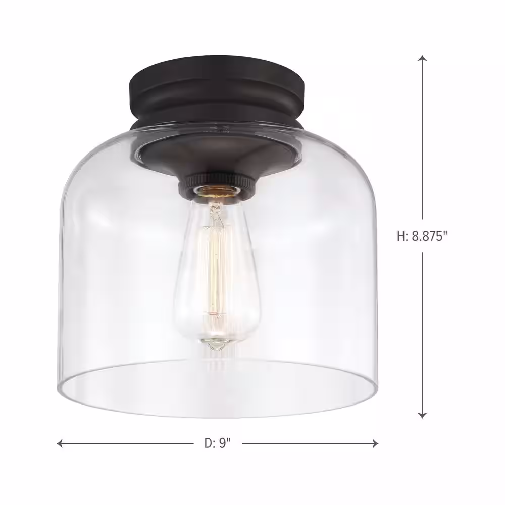 Generation Lighting Hounslow 9 in. W. 1-Light Oil Rubbed Bronze Flush Mount
