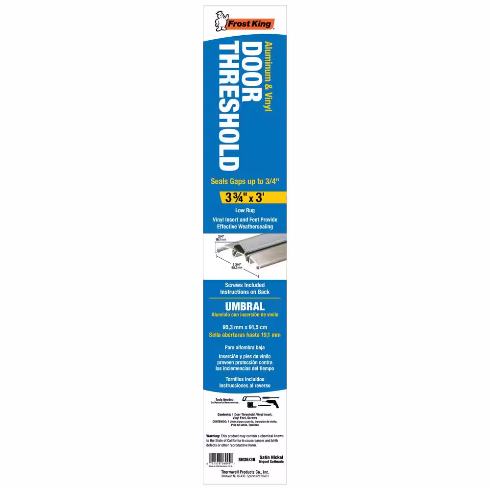 Frost King 3-3/4 in. x 36 in. Satin Nickel Threshold