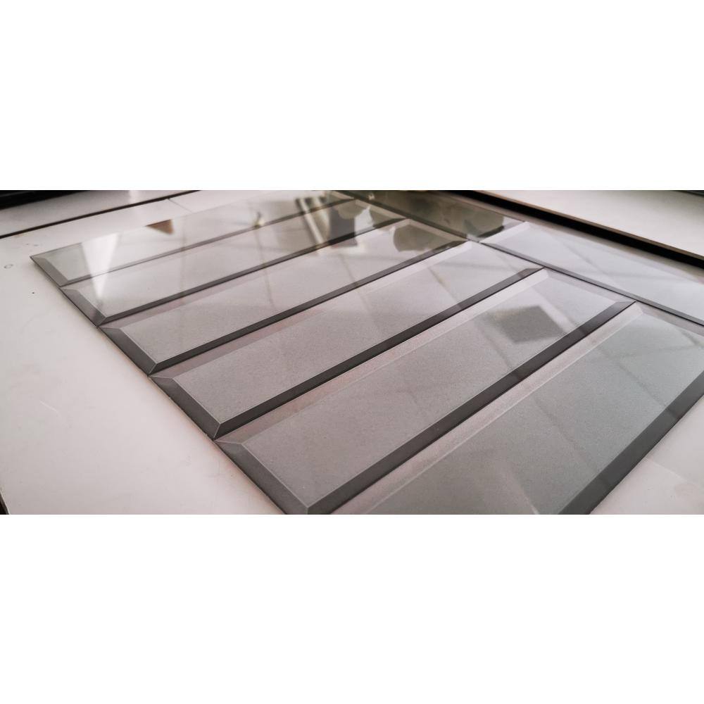ABOLOS Secret Dimensions Glossy Metallic Silver Subway 3 in. x 12 in. Glass Wall Tile (14 sq. ft./Case)