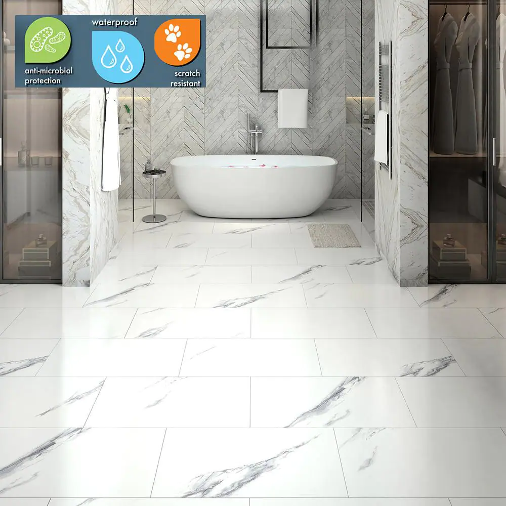 Lifeproof Luminescent Sky 6 MIL x 12 in. W x 24 in. L Click Lock Waterproof Vinyl Tile Flooring (20.7 sqft/case)