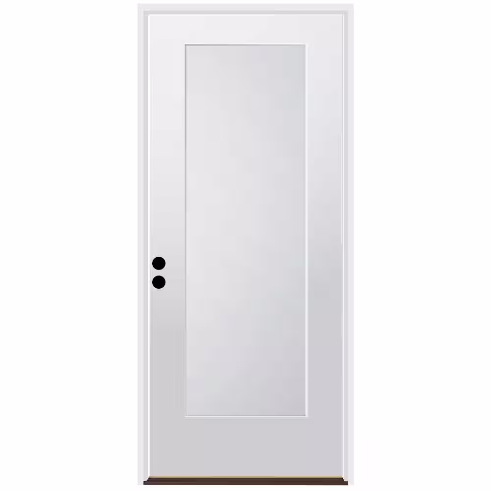 CODEL DOORS 36 in. x 80 in. 1-Panel Right-Hand/Inswing Unfinished Primed White Fiberglass Prehung Front Door w/6-9/16 in. Jamb Size