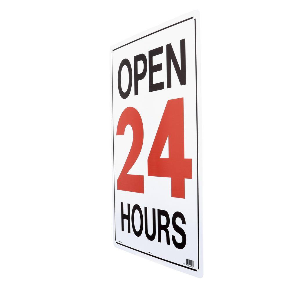 Lynch Sign 15 in. x 21 in. Open 24 Hours Sign Printed on More Durable, Thicker, Longer Lasting Styrene Plastic