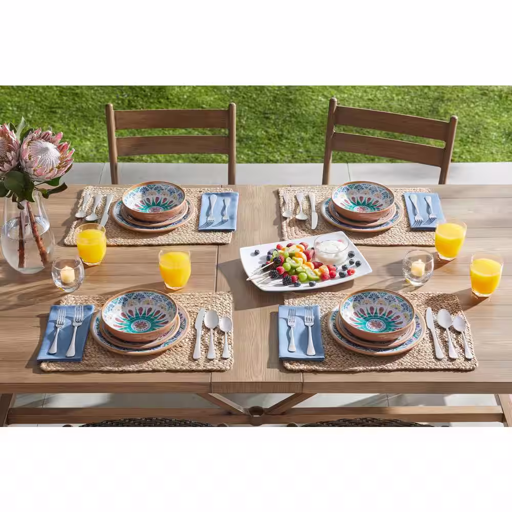 Home Decorators Collection Azria Melamine Salad Plates in Multicolor Medallion (Set of 6)
