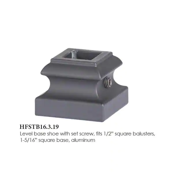 HOUSE OF FORGINGS Square Hole 1.5 in. Aluminum Level Shoe Baluster Shoe Satin Black