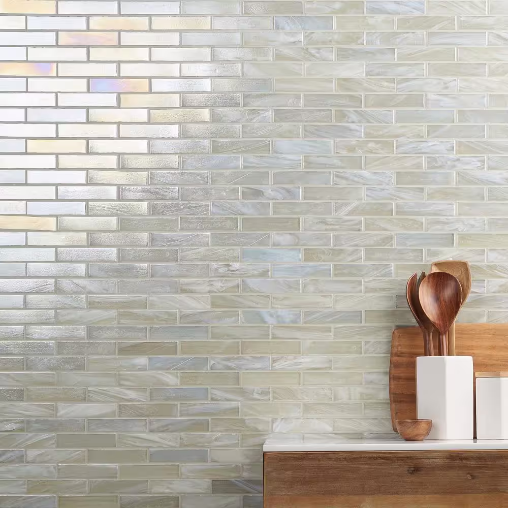 Ivy Hill Tile Amber Pearl White 12.59 in. x 12.67 in. Polished Glass Wall Mosaic Tile (1.1 sq. ft./Each)