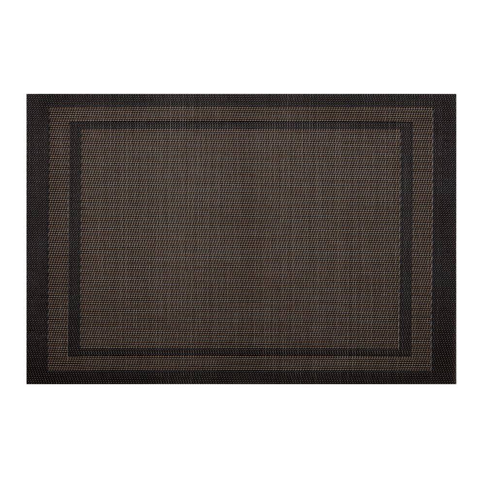 Kraftware EveryTable 18 in. x 12 in. Double Border Two-Tone Brown PVC Placemat (Set of 6)
