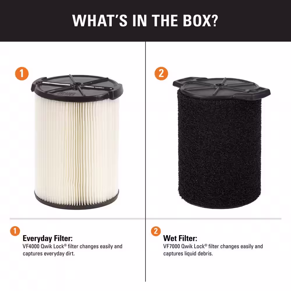 RIDGID General Debris and Wet Debris Wet/Dry Vac Cartridge Filters for Most 5 Gallon and Larger RIDGID Shop Vacuums (2-Pack)