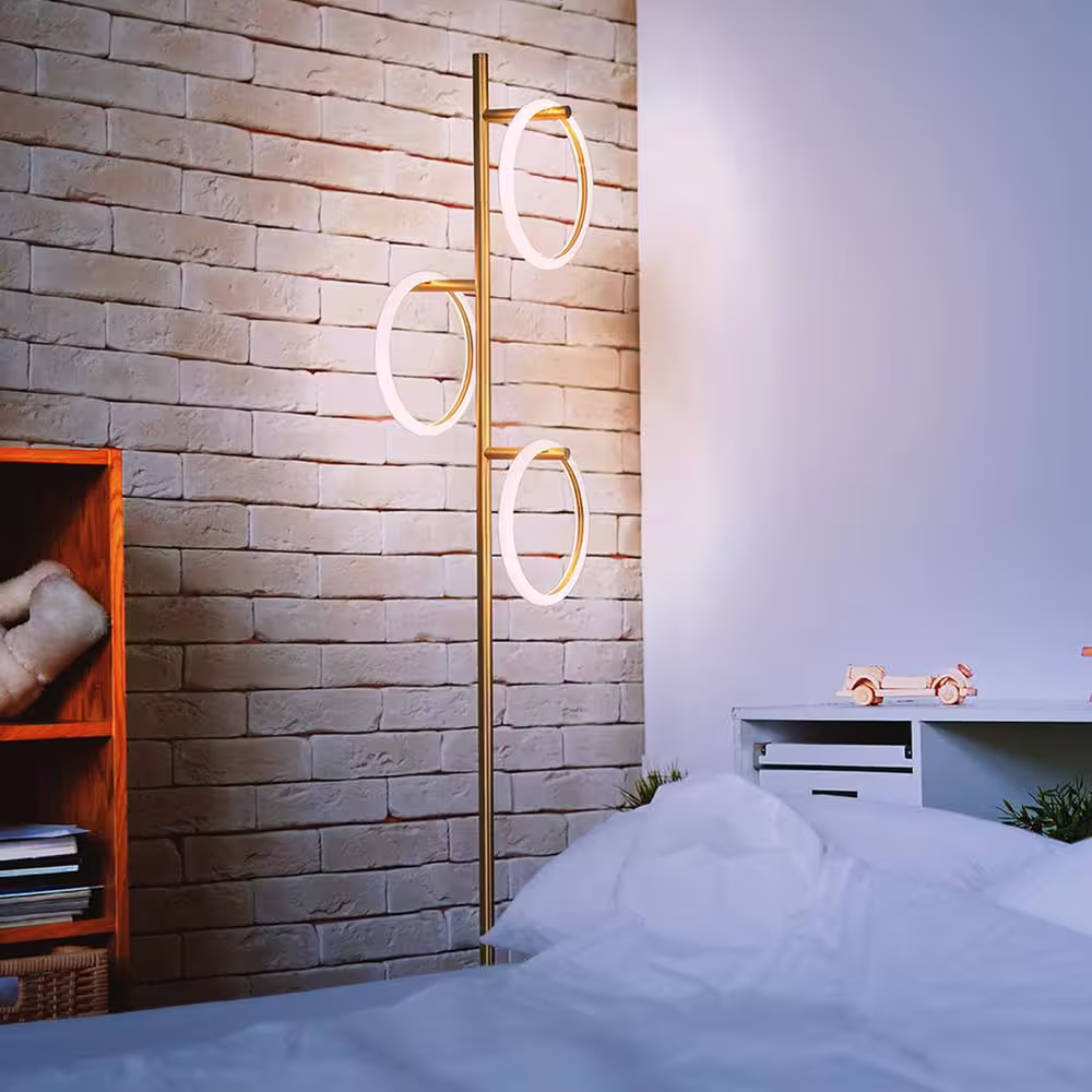 Brightech Saturn 66 in. Brass Tall LED Tree Standing Floor Lamp