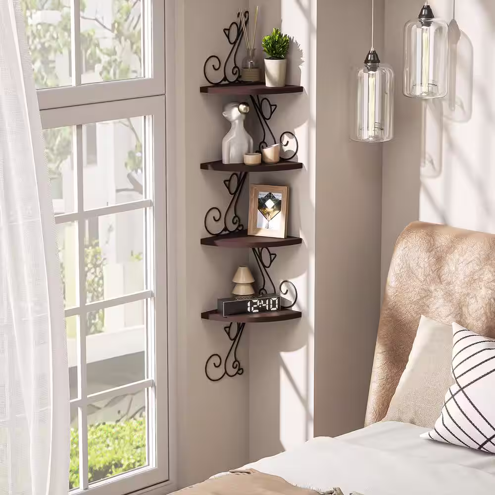 None 7.8 in. W x 7.8 in. D Solid Wood Decorative Wall Shelf Floating Corner Shelf