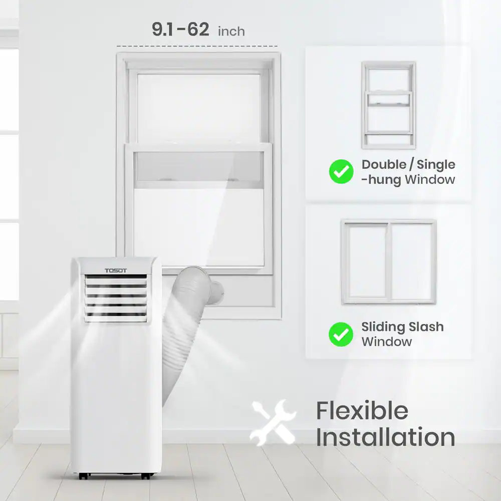 Tosot Aovia 8,000 BTU (5,000 BTU DOE) Portable Air Conditioner, 3-in-1 AC, Dehumidifier, Fan for Rooms up to 250 sq. ft.