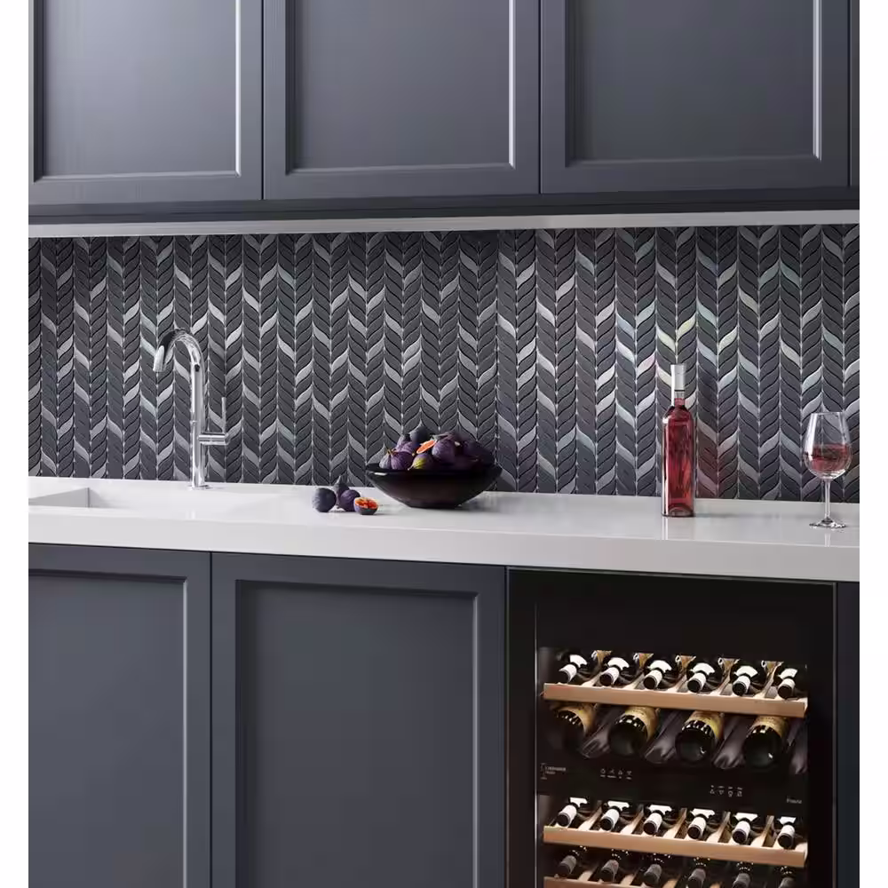 Apollo Tile Alabaster Anchor Gray 11.6 in. x 12.1 in. Recycled Glass Floor and Wall Mosaic Tile(9.75 sq. ft.) (10-Pack)