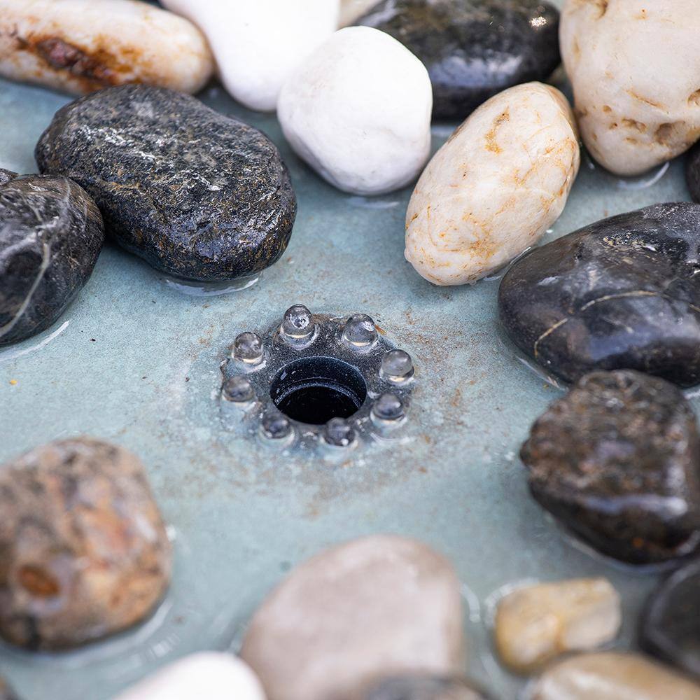 None 17 in. Cement Pillar Fountain Contemporary Water feature with Light for Lawn Deck and Patio
